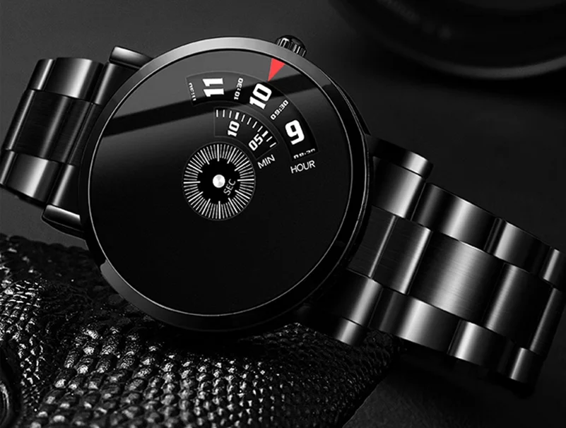 Newest stainless steel case dish time display waterproof unisex quartz wristwatch