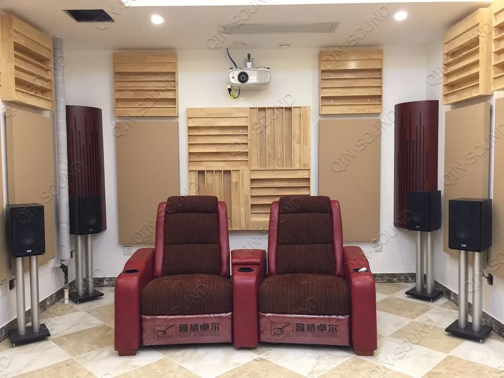 Sound Wood Buffer Baffle Wall Soundproof Diffuser Bass Traps Corner Acoustic Wall Panels For Living Room