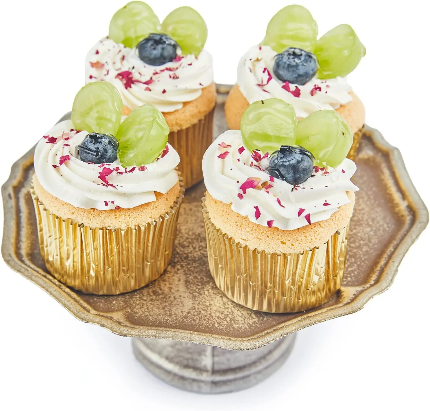 Standard Gold Cupcake Liners, No Smell, Food Grade & Grease-Proof Baking Cups Aluminum Foil Paper