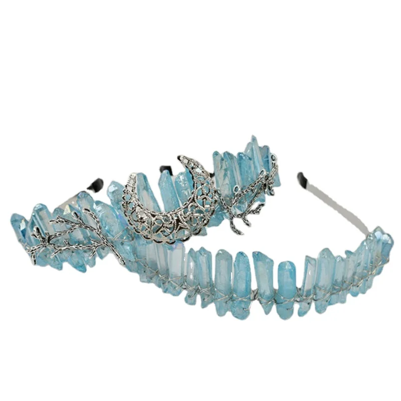 Hongyu Crystal Crown Citrine Wedding Crystals Tiara Witch Bride Moon Moonchild Fairytale Yellow Headpiece Diademe Polish.