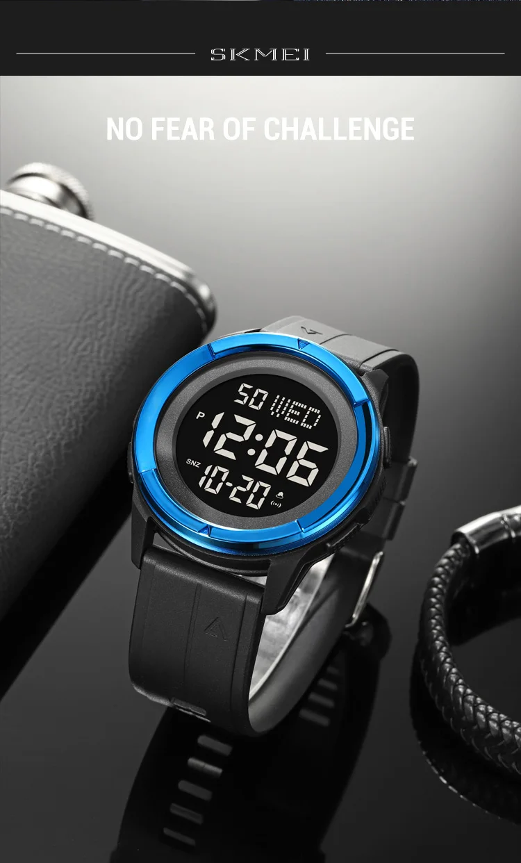 Skmei 2047 fashion made in china gents digital watch low price PU band Waterproof Multi function in stock sports hand watch