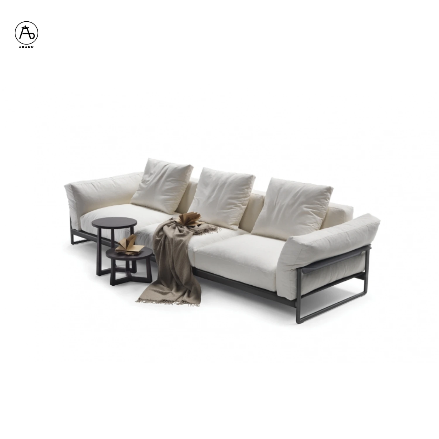 Apartment sofa fabric SS steel frame muebles de sala modern luxury italian sofa set furniture 3 seaters couch living room sofas