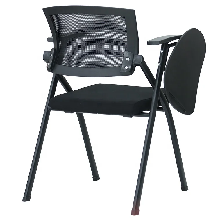 Office Furniture Staff Stackable Mesh Office Training Chair With Plastic Writing Pad