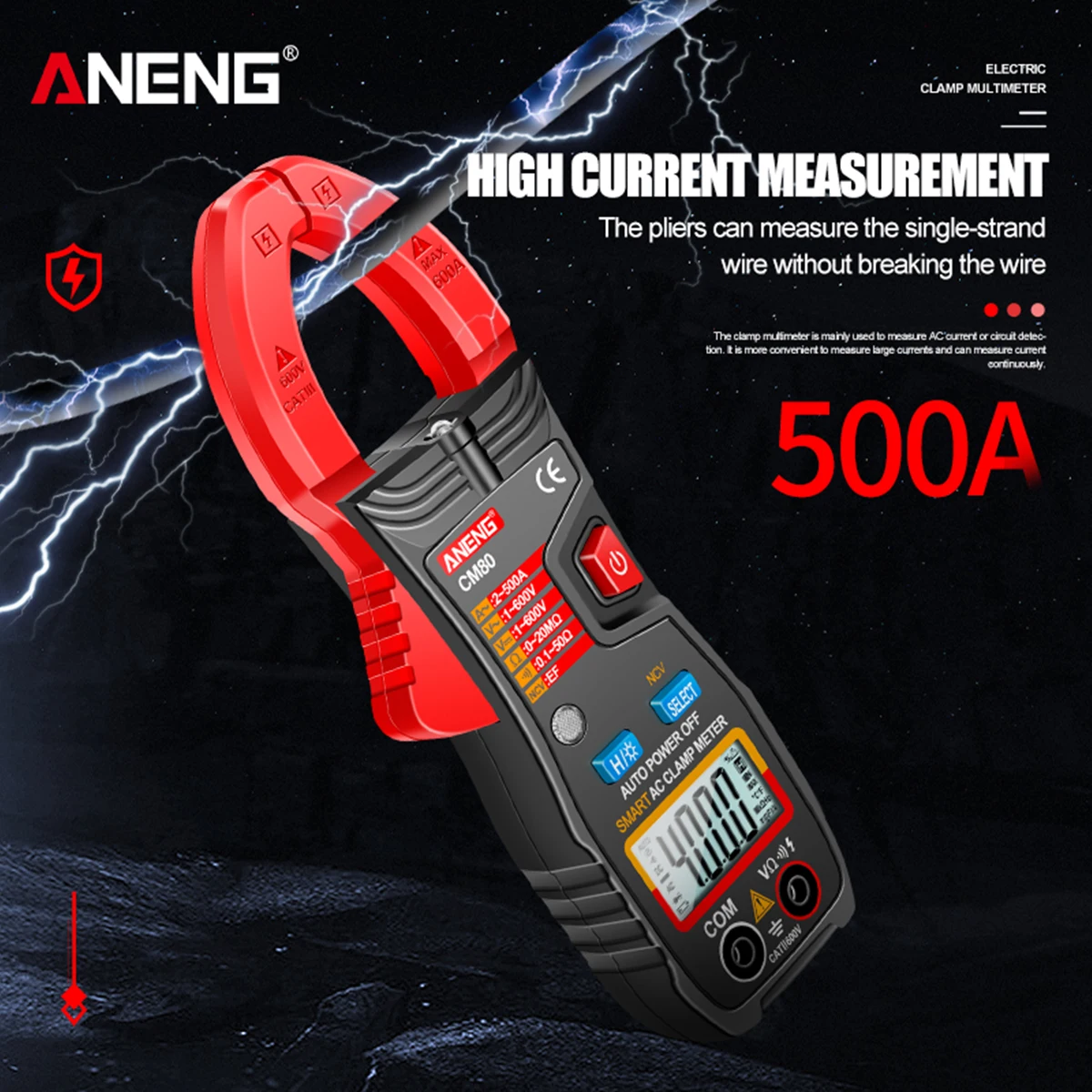 ANENG CM80 Digital clamp meter Ammeter Voltage Car Amp Hz Capacitance NCV Ohm Test multimeter digital profesional tester