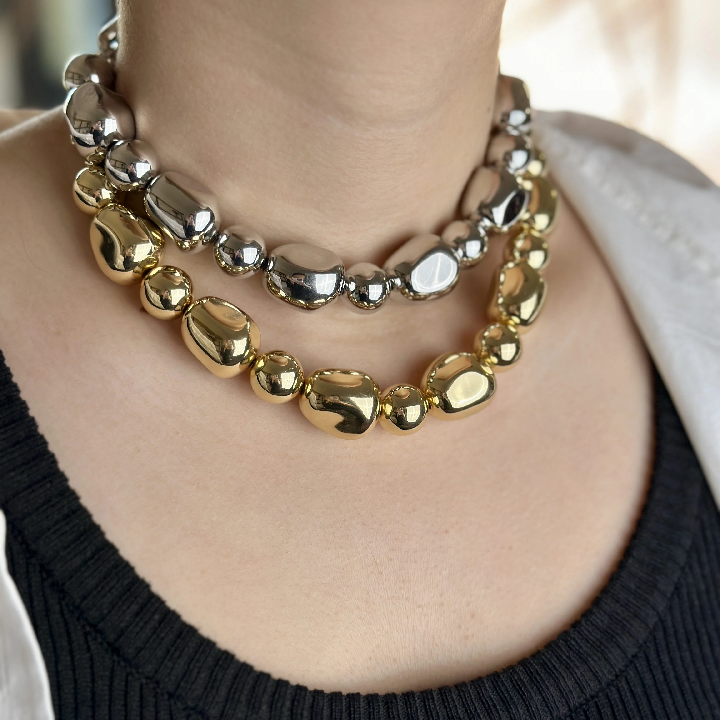 Wholesale Irregular Gig CVB Beaded Fashion Chokers Necklace 18k Gold 925 Silver Plated Jewelry Necklace Women Luxury