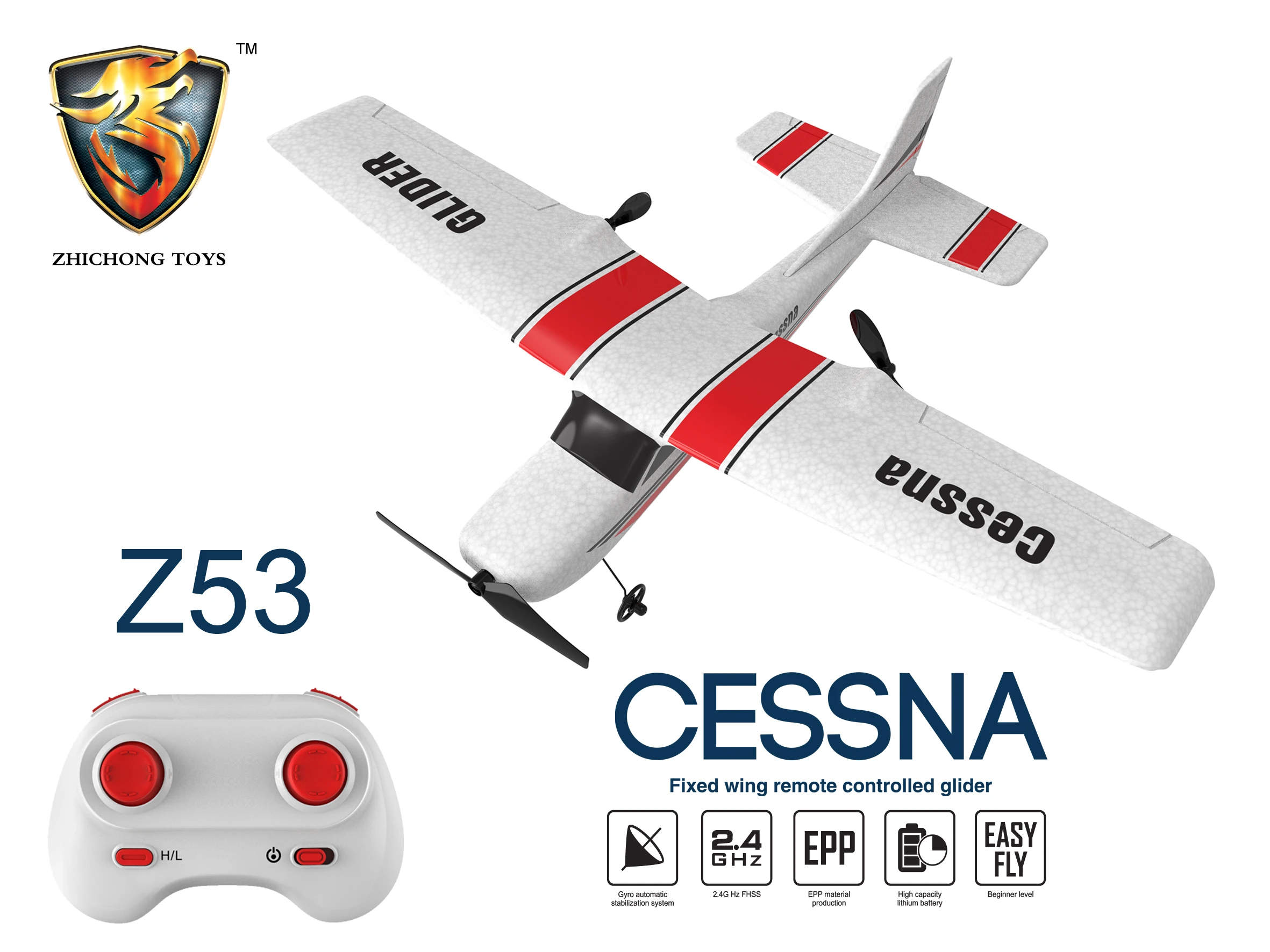Z53 RC Plane Airplane RC Glider Gyro 2.4G Remote Control Wingspan RTF Electric Outdoor Fixed Wing Aircraft Toy