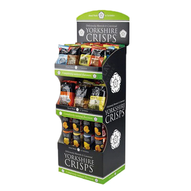 Popular cardboard display stand for Food Potato Chips Coffee Bean Chocolate Custom Retail Cardboard Floor Display Stand