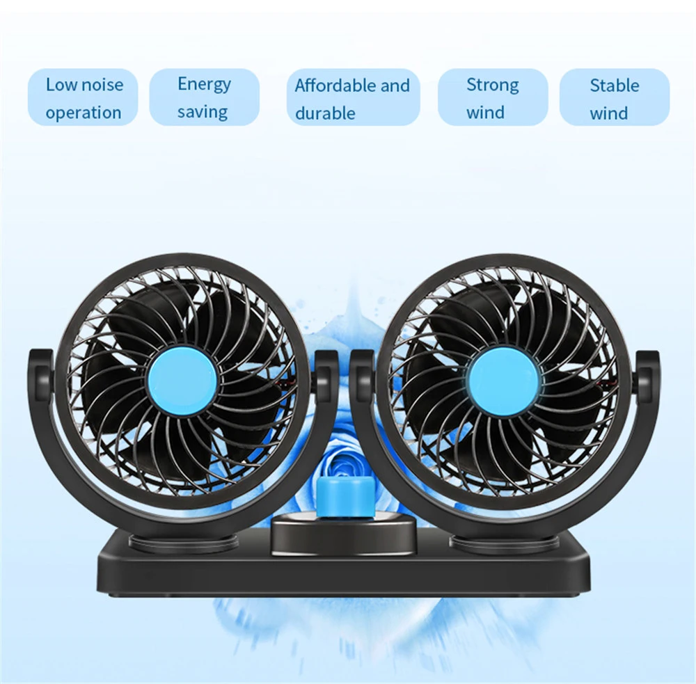 Portable Dual Car Fans 12V 24V Truck Vehicle Ventilation Fans 360 Rotatable Car Air Cooling Fans For Summer