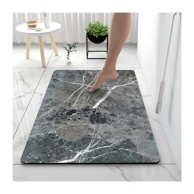 High Quality Diatomite Quick Dry Bath Foot Mat Marble Pattern Absorb Water Bathroom Mat