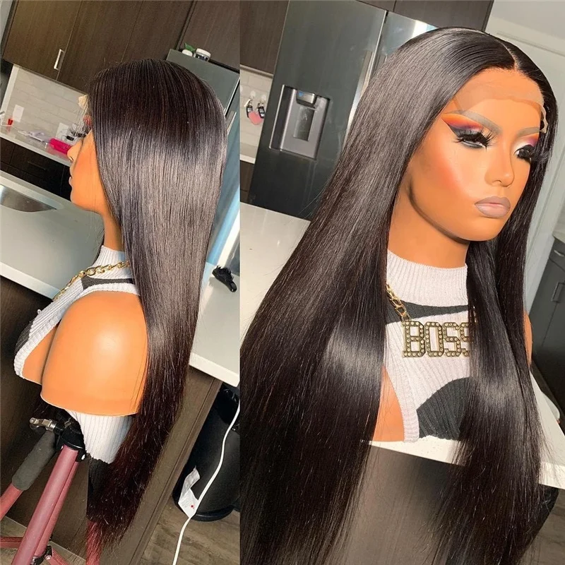 Cheap 13x4 4x4 Swiss Lace Front Wigs for Black Women Brazilian Raw 100% Virgin Indian Lace Closure Frontal Human Hair Wigs