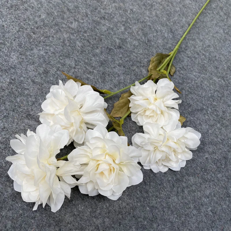 Wholesale Cheap Long Stem 5 Head Peonies Silk Flower For Wedding Arrangement