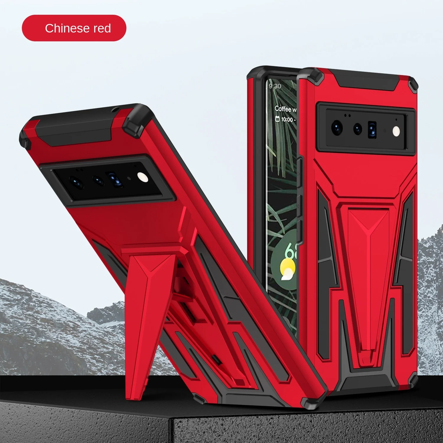 For Google Pixel 6 Pro Phone Case super V armor car hidden bracket  Shockproof magnetic Ring Holder Kickstand phone case