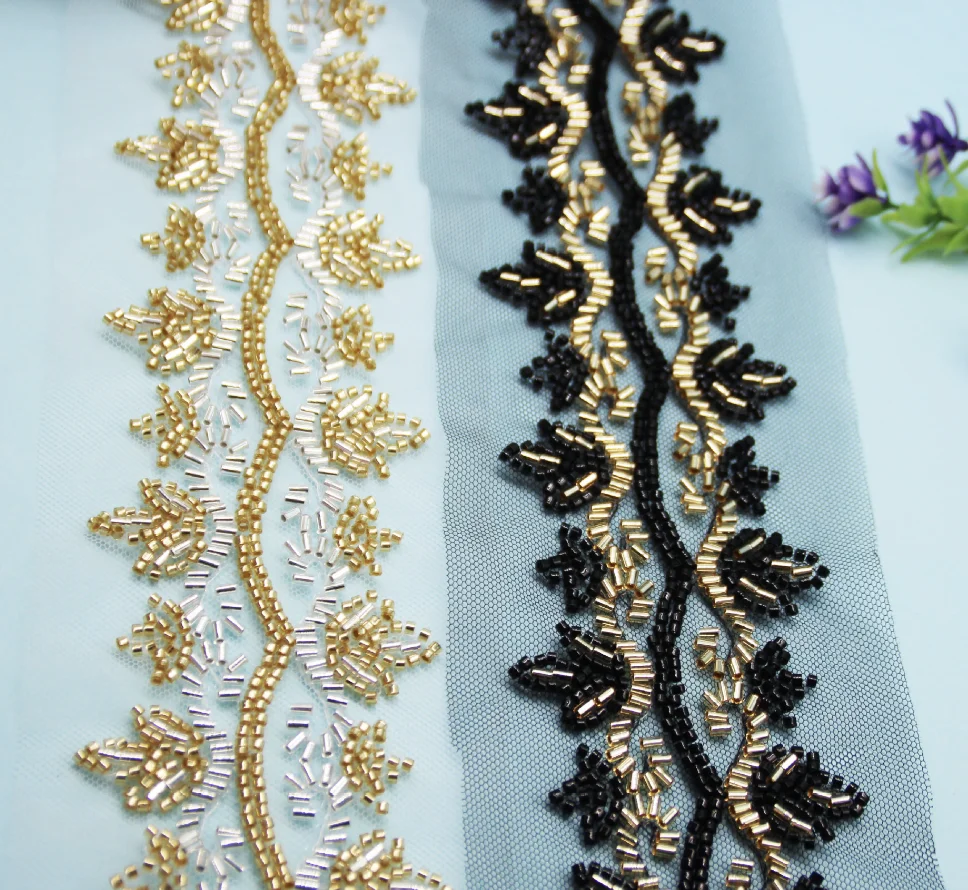 ZSY New multi craft mesh bead lace wedding dress neck beaded sequins lace clothing accessories embroidered lace trim