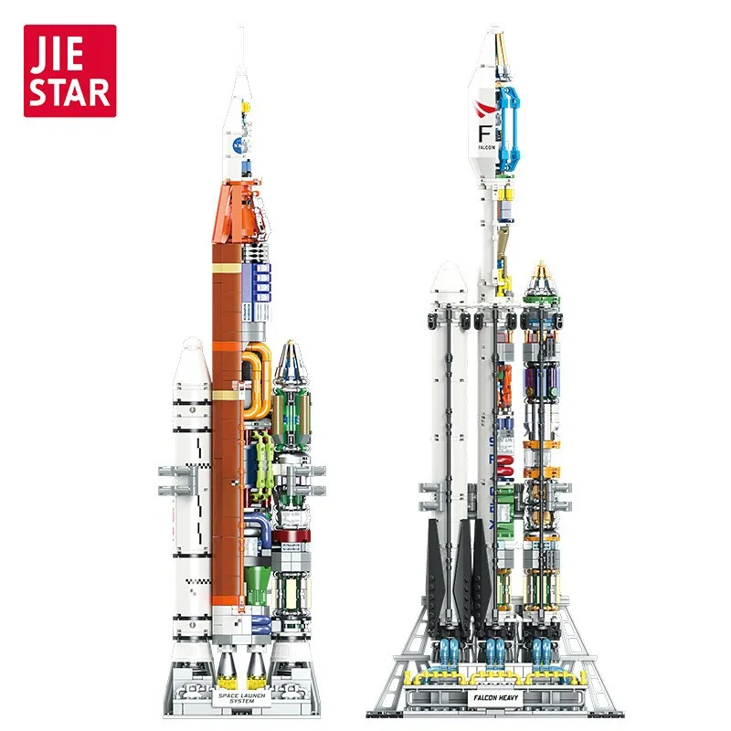 JieStar JJ9030-9031 Adult Collectible Big Set Rocket Space Shuttle Model Building Block Set Boys Girls Diy Educational Space Toy