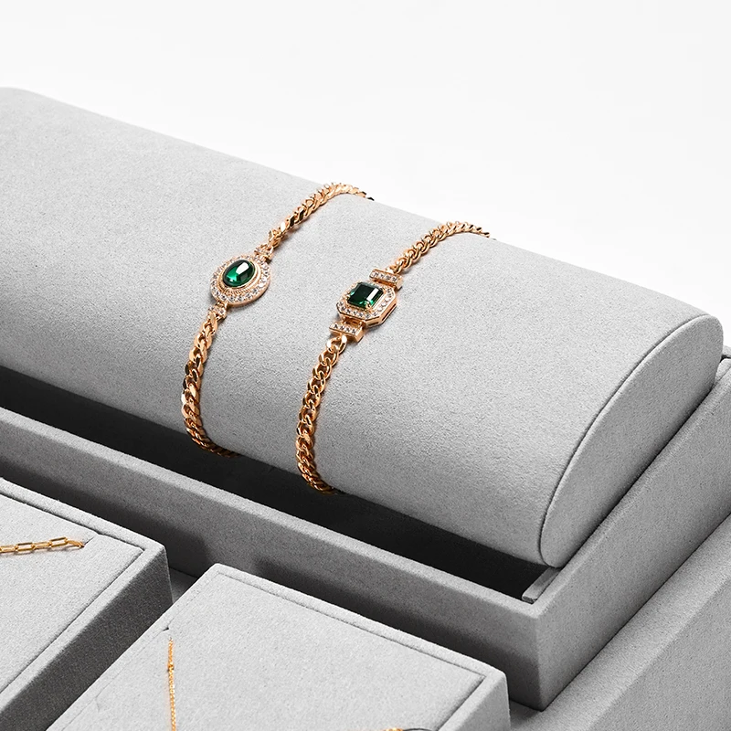 FANXI Monet Grey Jewelry Combo Set Microfiber Luxury Jewelry Display Stand Set Window Display Props