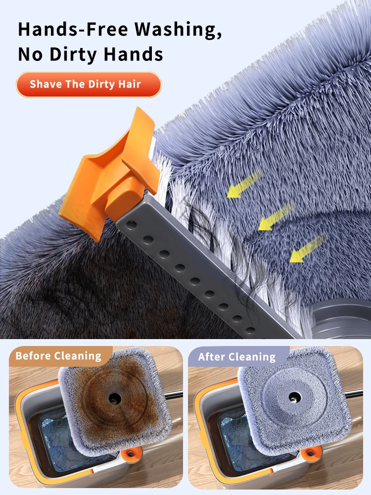 Wholesale Hand-Free Lazy Squeeze Mop With Bucket Automatic Magic Floor Mop Self-Cleaning Nano Microfiber Cloth Square Mop