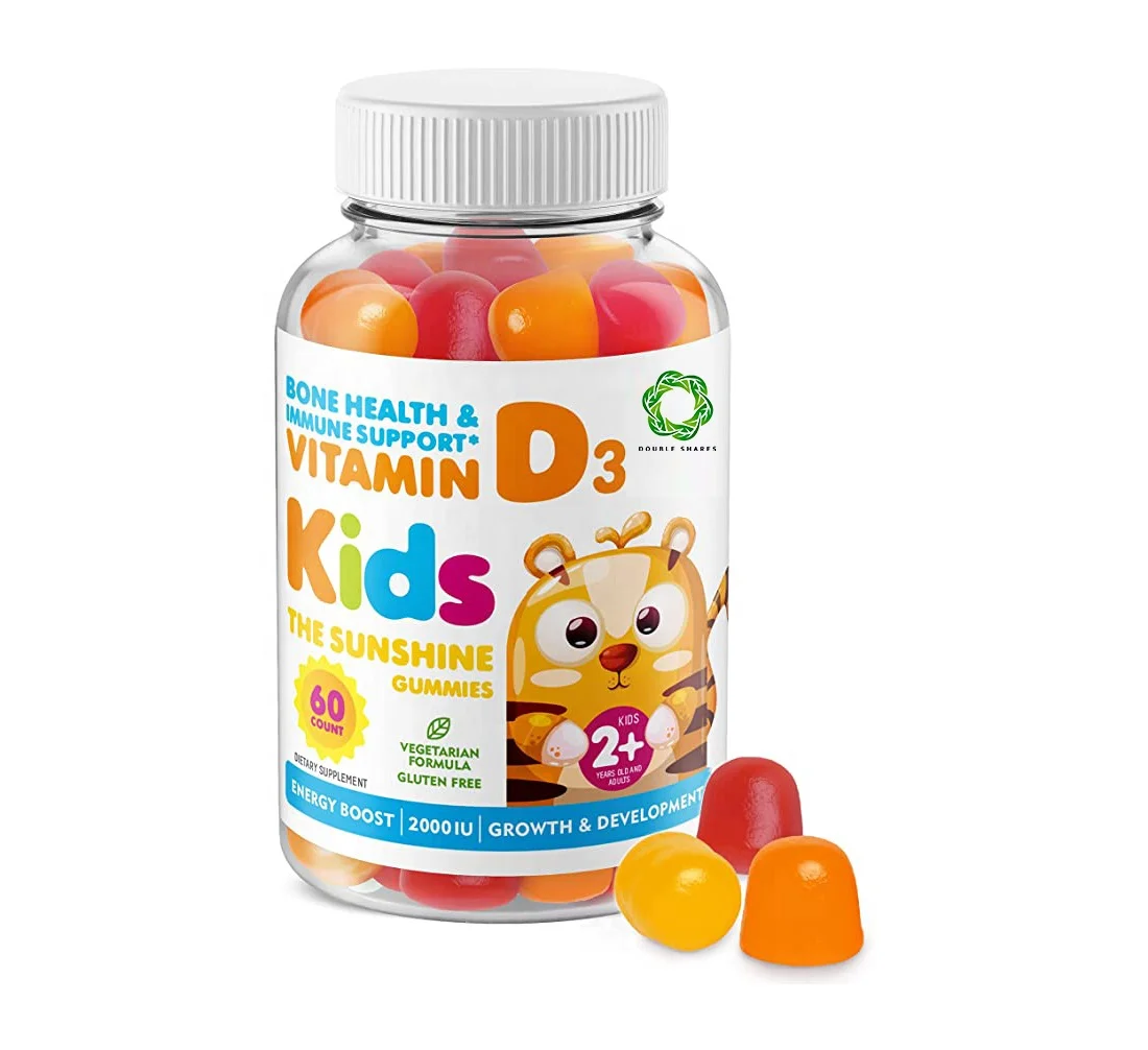 Private Label Sugar Free Vitamin D3 Gummies Bone Health Immune Support 60 Gummies For Kids Energy Boost Growth&Development