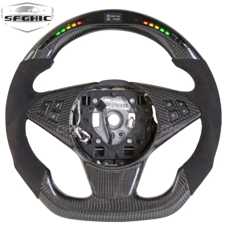 Hot-Selling High-Quality Perforated Leather  Auto For BMW M3 M4 M5 F32 F80 F30 F10 E70 E90 Carbon Fiber LED Steering Wheel