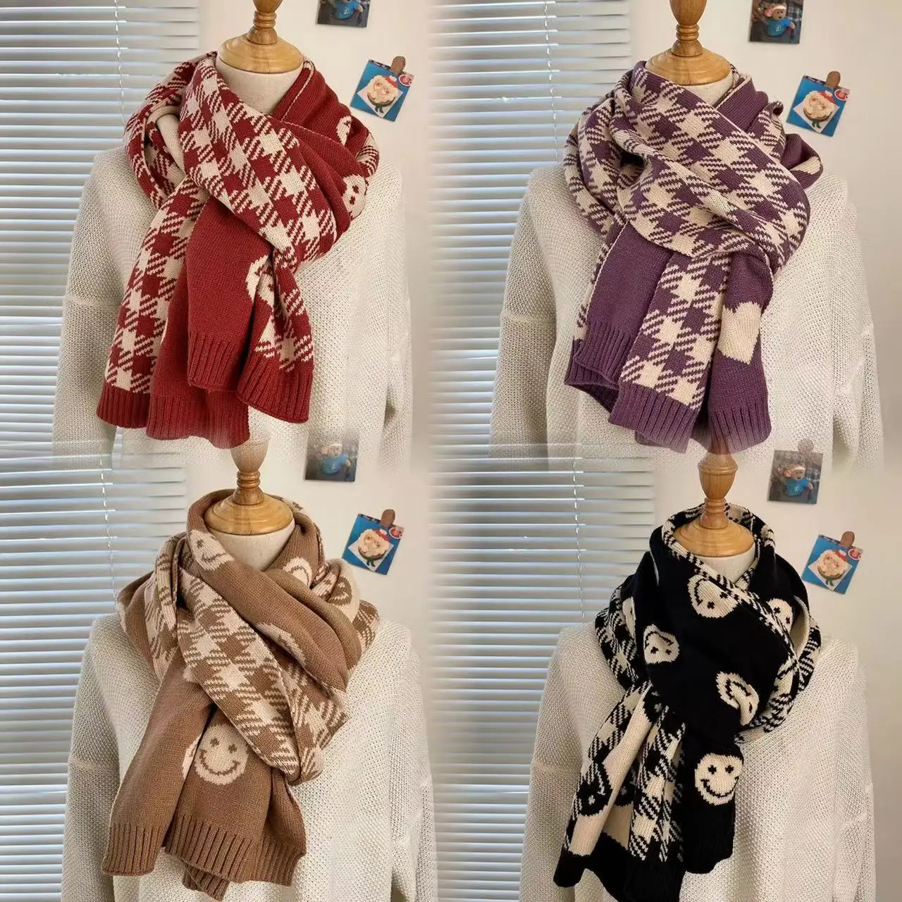 Christmas Gift Red Deer Scarf, All in Autumn and Winter, Warm and Lengthened, Cute and Skincare Scarf for Students