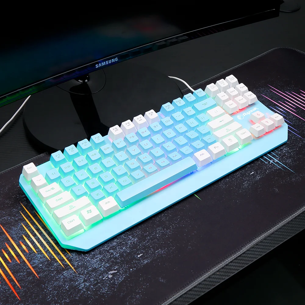 Wholesale Compact Portable Mechanical Feel Rainbow Backlit 87 Keys TKL USB E-sports Wired Membrane Gaming Keyboard for PC Laptop