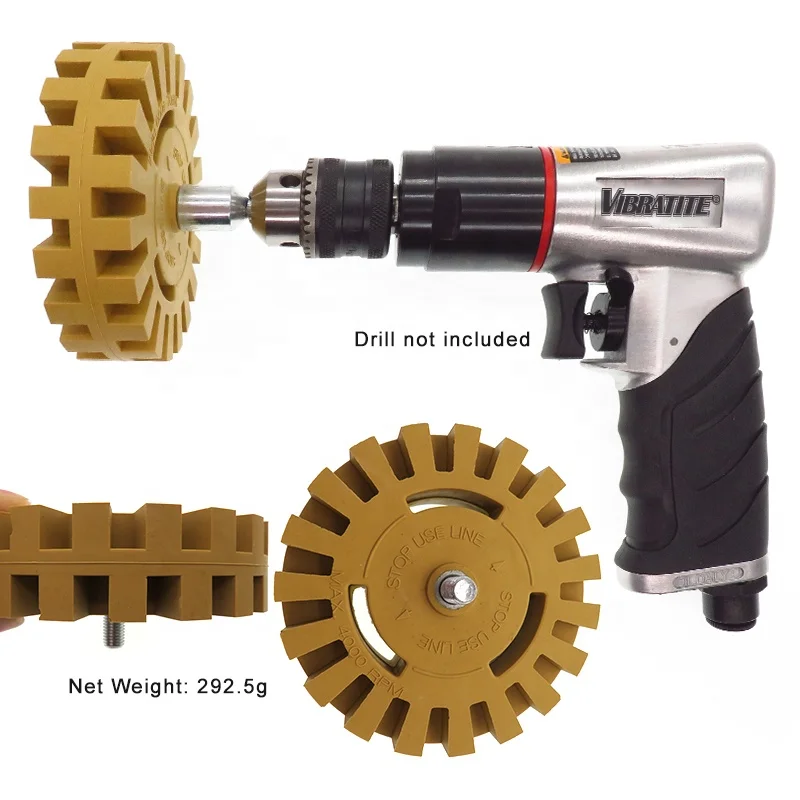 4Inch 100MM Rubber Eraser Wheel Pinstripe Double Sided Adhesive Vinyl  Decal Graphics Removal Tool