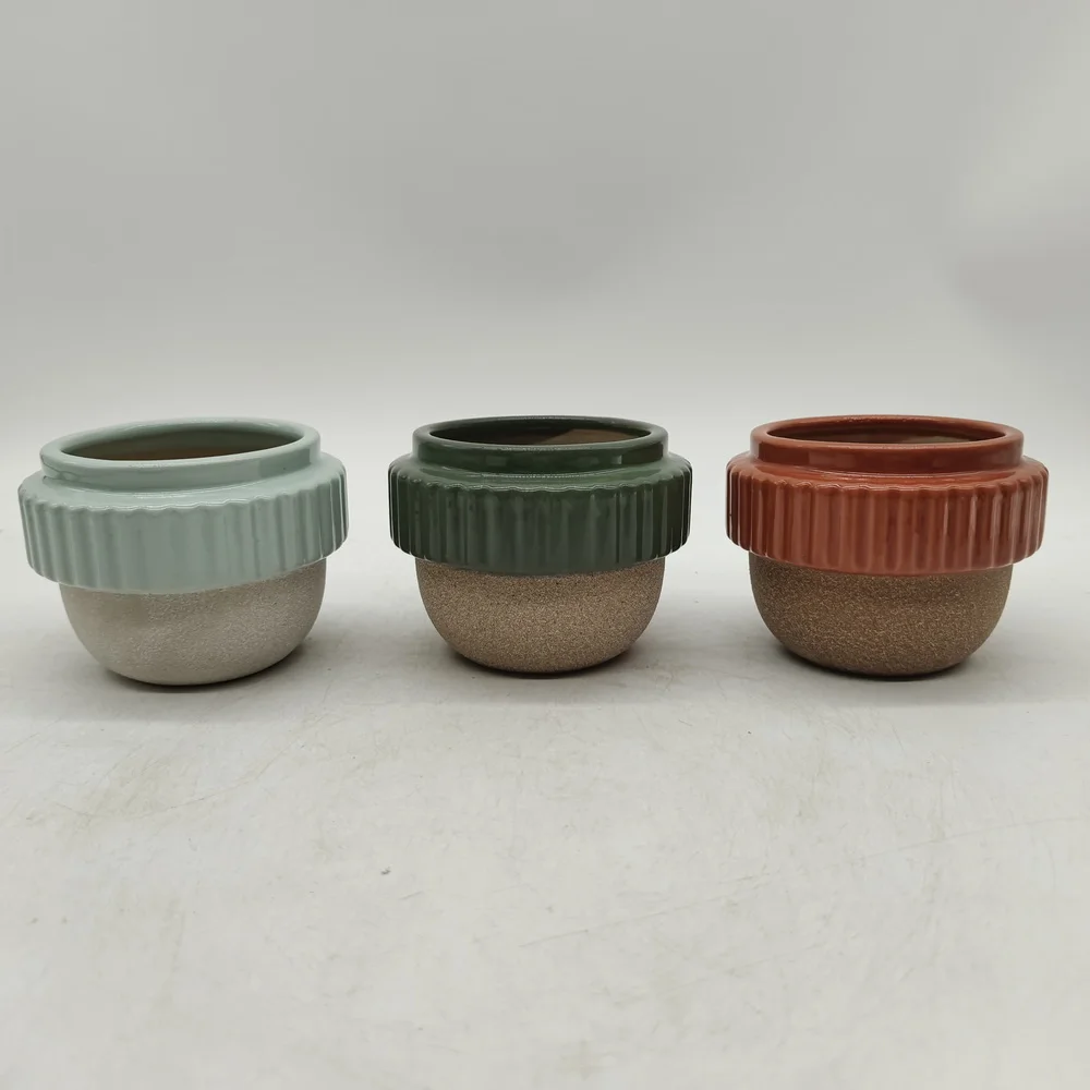Mini Ceramic Glazed Bonsai Pots Glazed Clay Planter Set for Home Garden and Decoration for Succulent Flower Pot