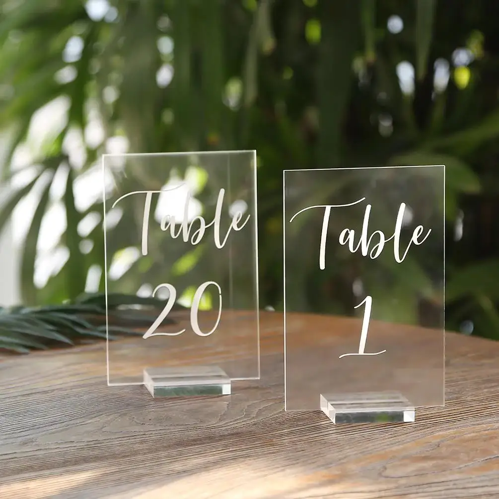 Spring Sign custom acrylic wedding table number 1-20 with stand acrylic wedding table number holders