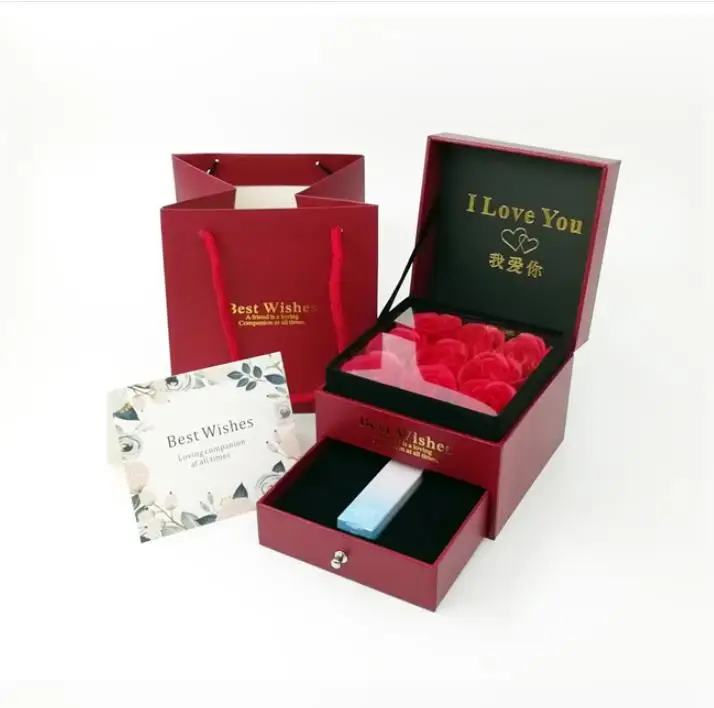 6 цветов Бесплатный образец двухслойная Коробка для мыла с вечным цветком розы роскошная коробка для подарочной коробки с цветком розы