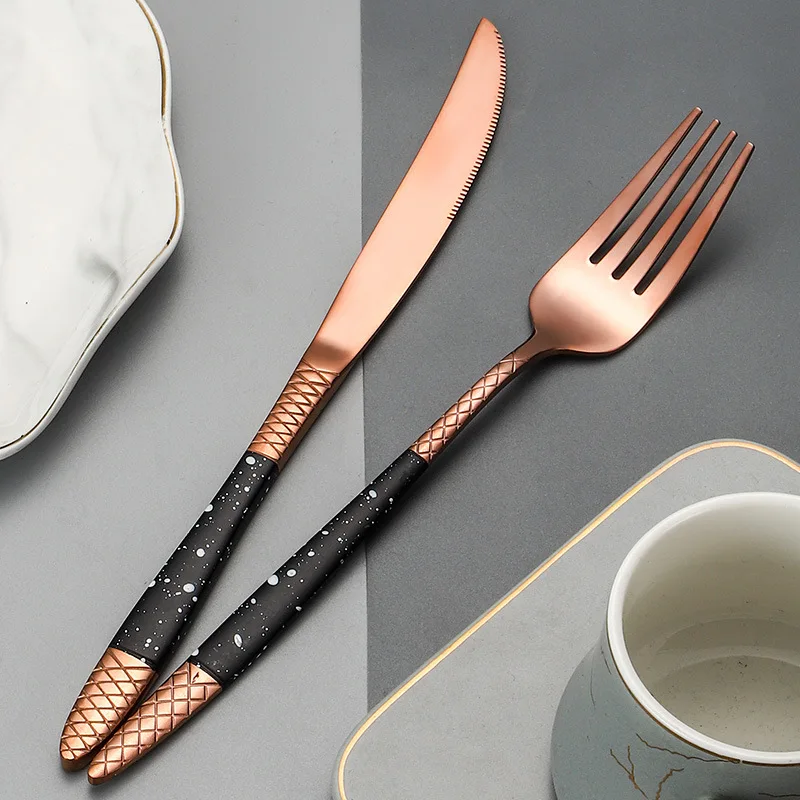 Western Restaurant Stainless Steel Four-piece Set Nordic Dessert Knife Fork and Spoon Household Tableware