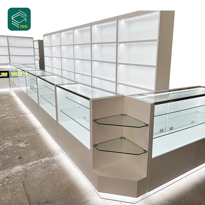 Factory Wooden Tobacco Shop Display Wall Case Glass Cabinet Cigar Display Cabinet Glass Smoke Display