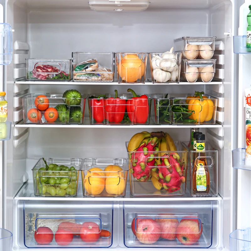 Clear Deep Pantry Organizer Bins Household Plastic Food Storage Basket