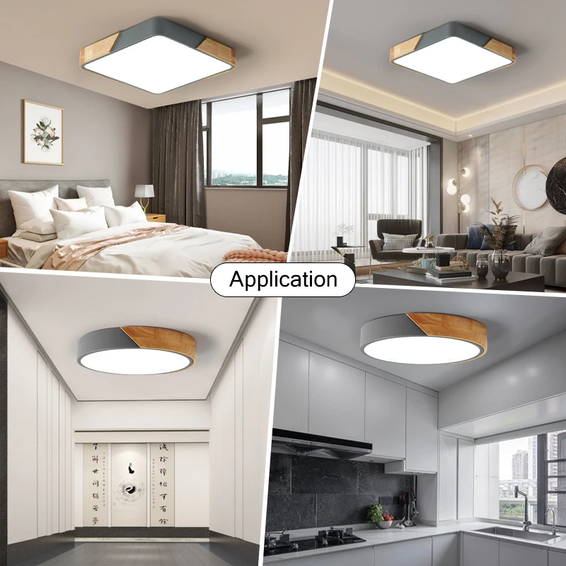Indoor Lighting AC110V 220V Original Natural 24W 30W 36W Flat Ceiling Light Wood Grain Modern Nordic LED Ceiling Light