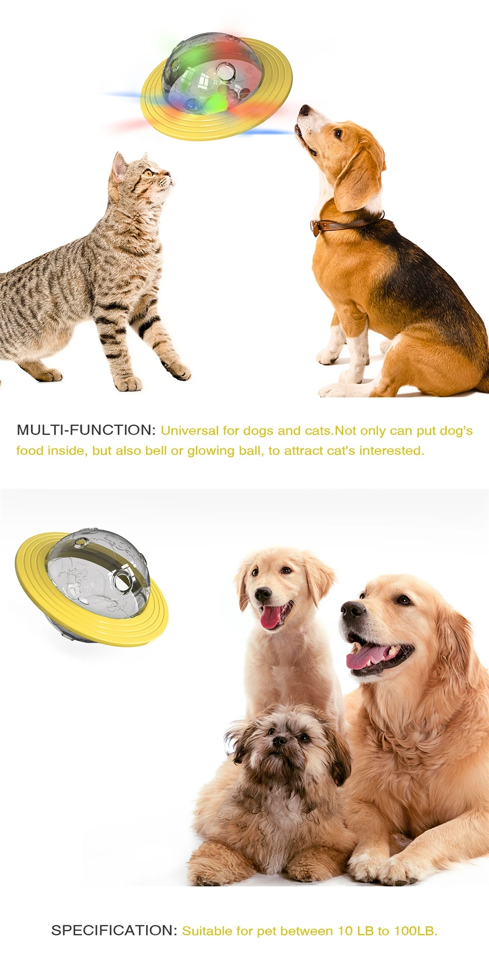 Pet products customized flying saucer toys for dogs with missing food and slow yellow dog feed bowl pet bowls &