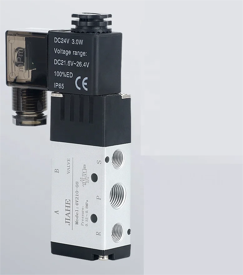 Pneumatics Solenoid Valve 4V210-08 DC 12V/24V/110V Series Single Coil Pilot-Operated Electric 2 Position 5 Way
