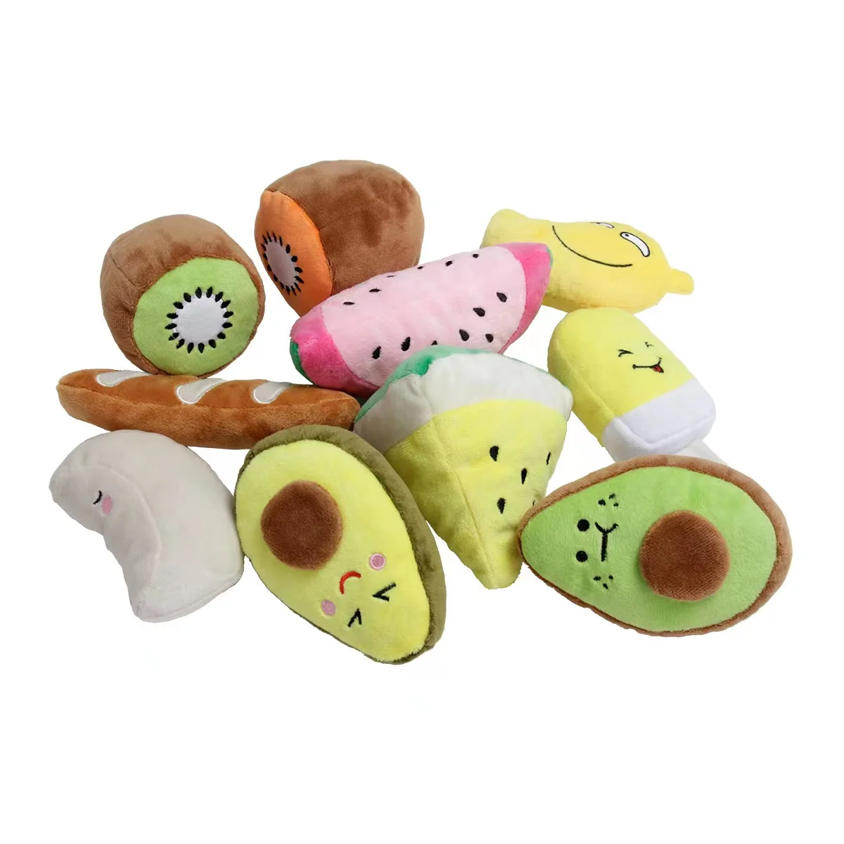 Wholesale Custom Pet Dog Fruits Vegetable Fluffy Plush Stuffed Snuggle Pet Dog Toy