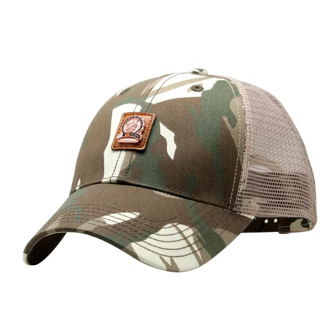 OEM Wholesale Custom Logo Embroidery 6 Panel Mesh Trucker Cap Outdoor Sport Tactical Camo Trucker Mesh Hat Cap