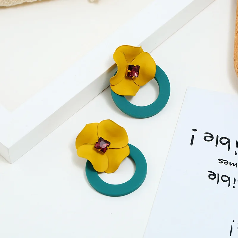 Pretty Design Yellow Sunflower Fancy Earrings For Girl Party