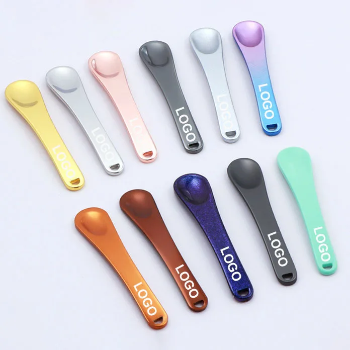 Custom logo zinc alloy face cream spoon 6cm cosmetics eye cream application spoon