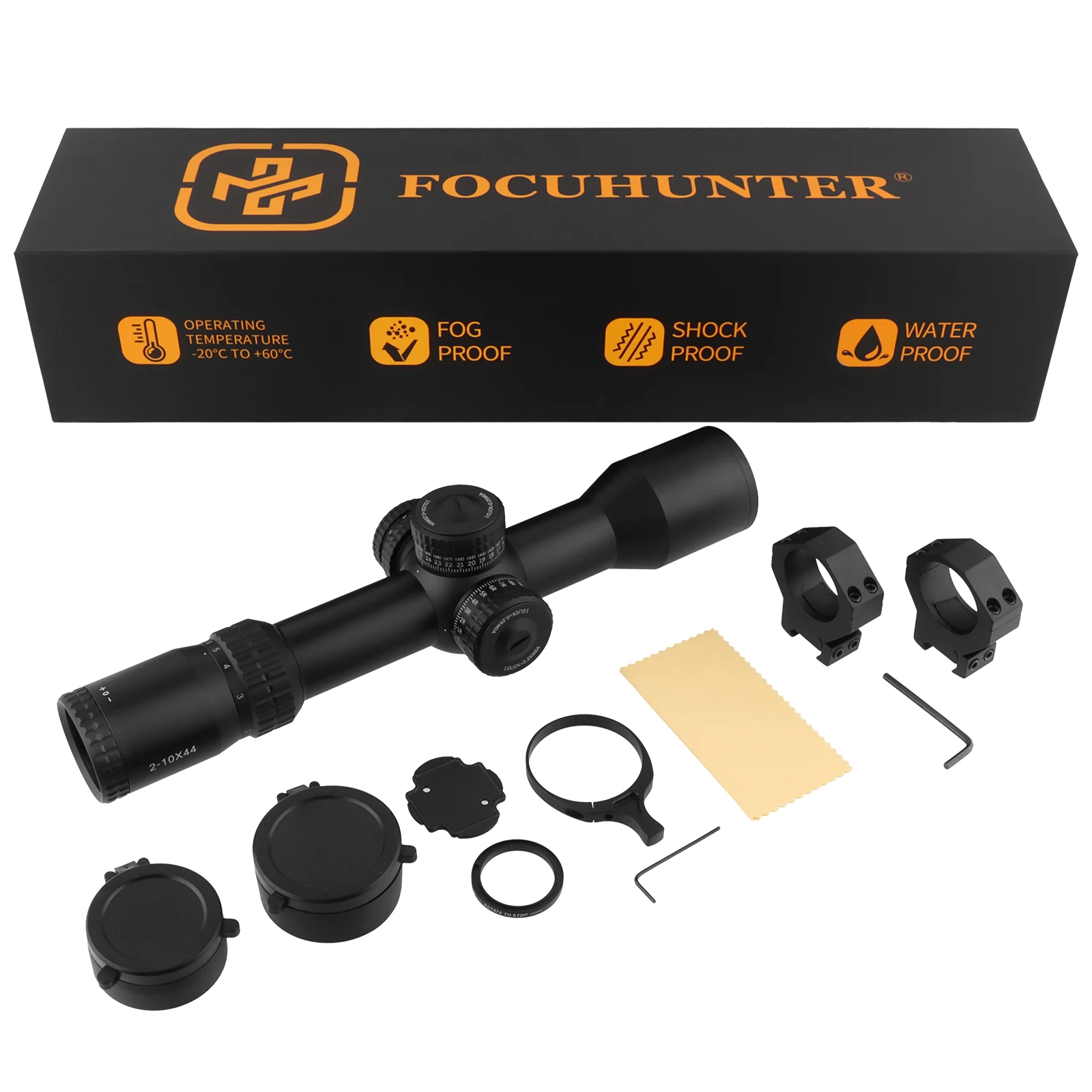 Hunting First Focal Plane Telescopic Sight 2-10x44 34mm Tube With Zero Reset Function Tactical FFP Scope IPX7 Waterproof