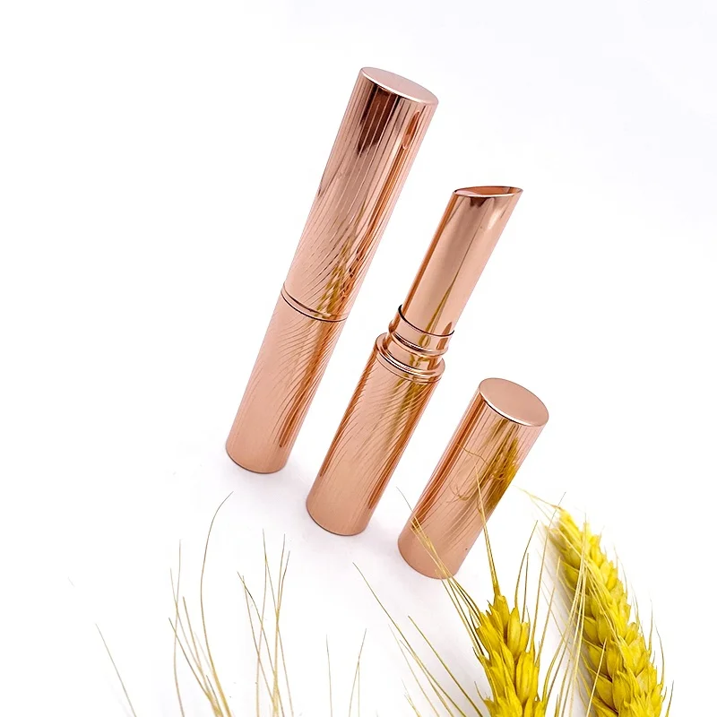 Empty Rose gold round lispstick tube Slanted inner tube click lid Professional Manufacture Aluminum Tube Metal OEM luxury
