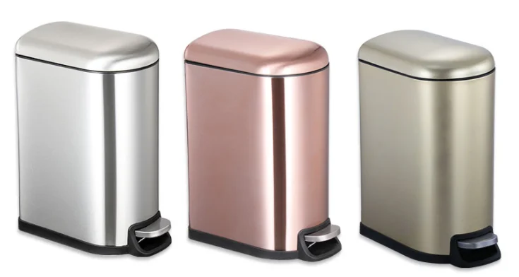 Kingze 10L Kitchen Dust Bin Stainless Steel Trash Can Foot Pedal Waste Bin with Lid