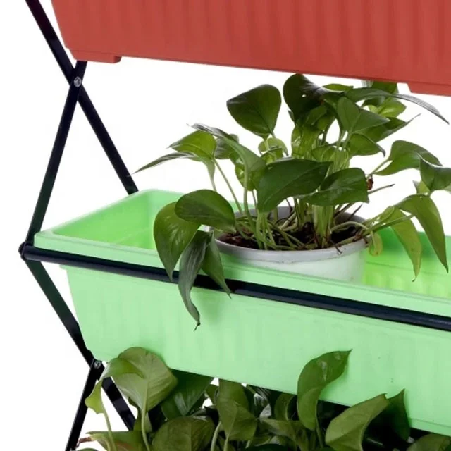 4 Tiers Iron Metal Standing Flower Pot Planter With Plant Stand