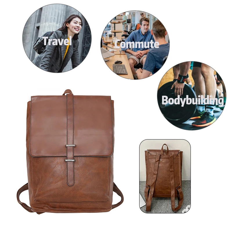 New Fashion design campus Schoolbag luxury Leather Laptop Backpack Pu business retro men Backpack