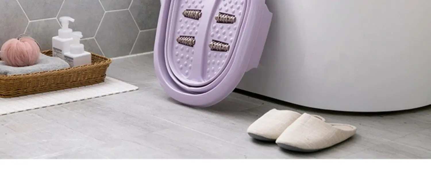 Foldable Portable Bathtub Plain Foaming Foot Soaking Bucket Massage Collapsible Footbath Basin with Lid
