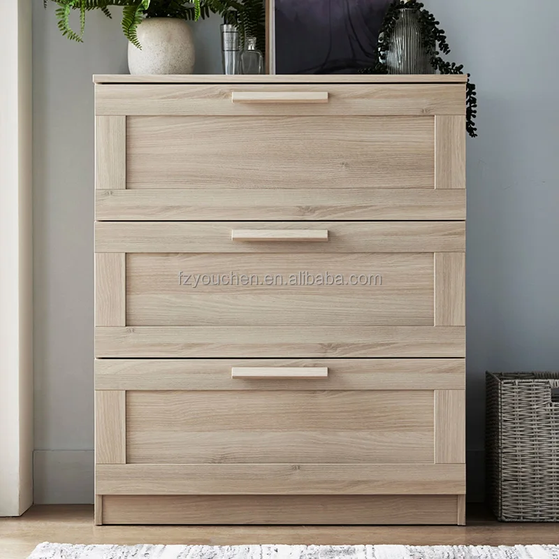 Oak wood modern 2 drawer console table