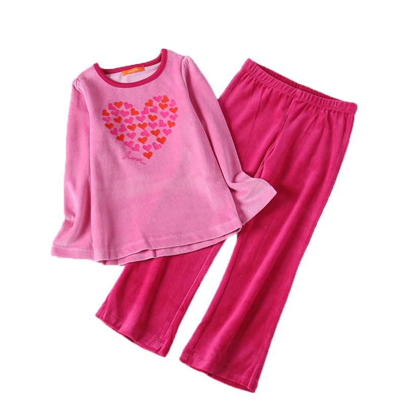 
kids pajamas set girl sleeping wear velvet long sleeve soft sleepwear nightwear printed 
