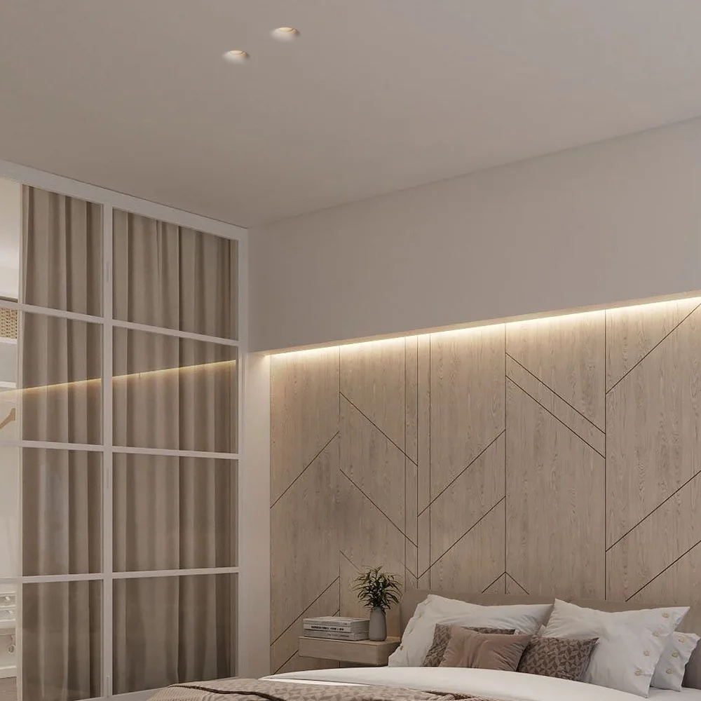 Aisilan spot fittings anti glare COB ceiling gypsum plaster in lighting dali LED Recessed trimless downlight for hotel proj