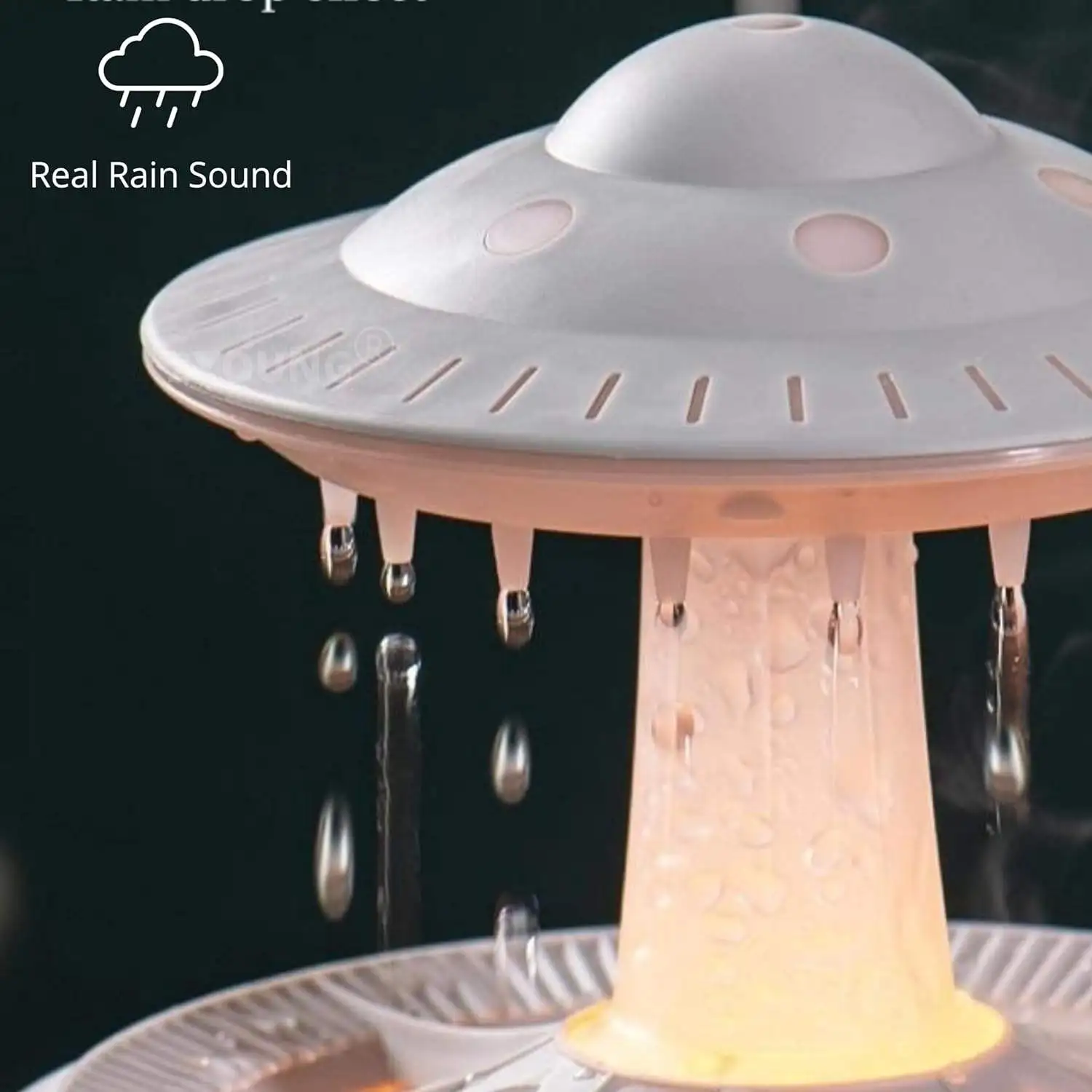 350ml 7-color LED light UFO raindrop fragrance diffuser Humidifier night light ultrasonic remote control