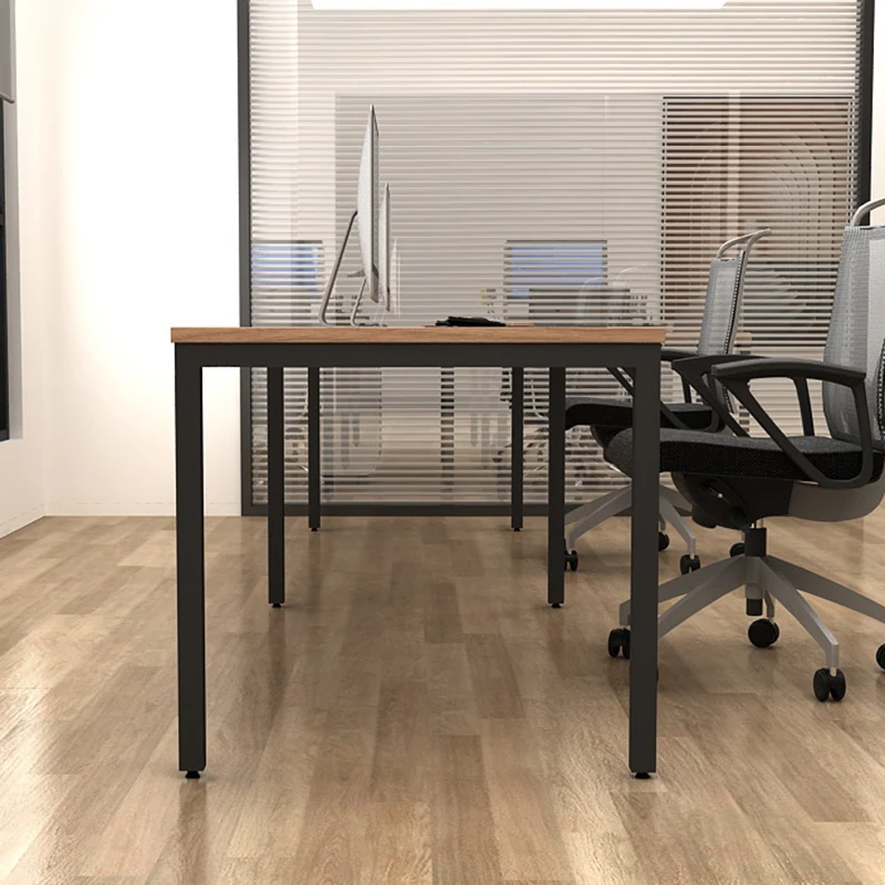 China Manufacturer Metal Feet Frame Wooden Table Rectangular Office Work Table Office Table Desk Furniture Modern Office Desks