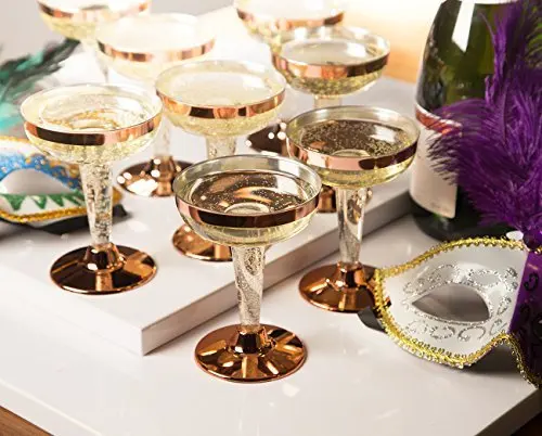 
High Quality Rose Gold Rim Hard Plastic Martini Glass 